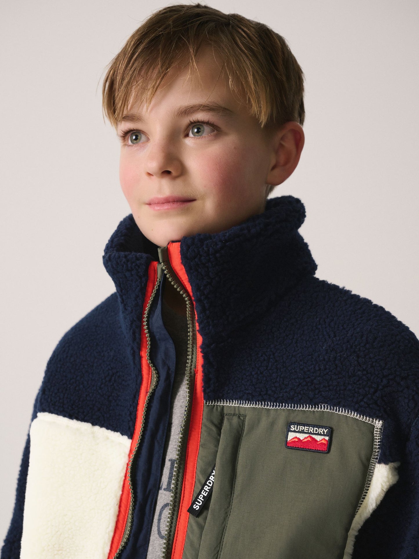 Dsiney Kidz - Superdry Navy Borg Zip Through Jacket image 2
