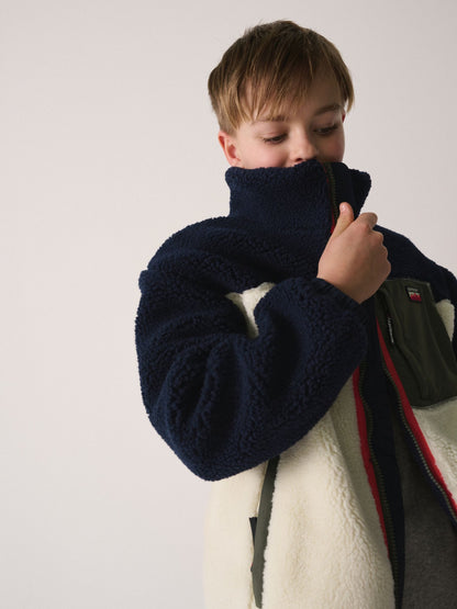 Dsiney Kidz - Superdry Navy Borg Zip Through Jacket image 3