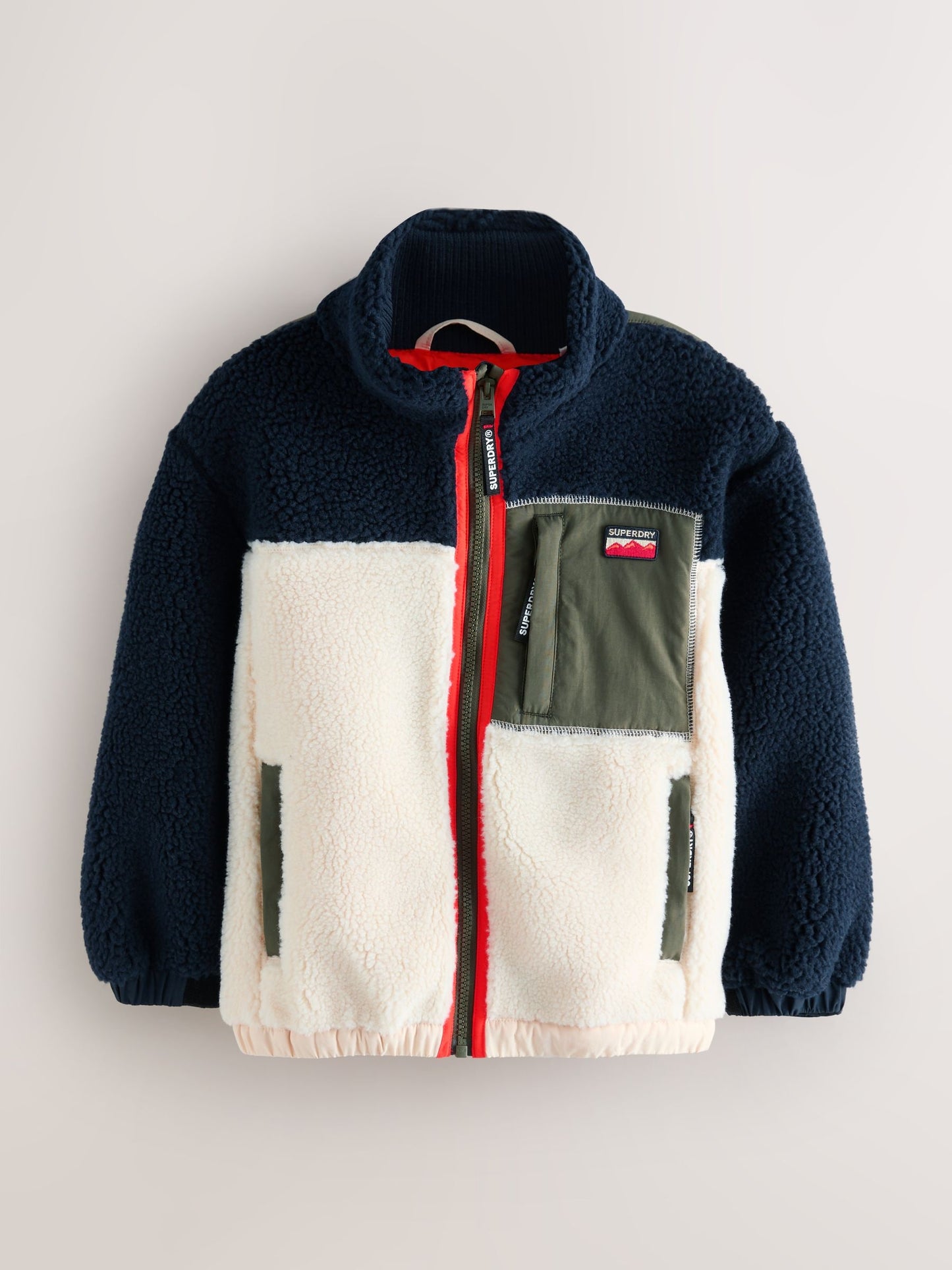 Dsiney Kidz - Superdry Navy Borg Zip Through Jacket image 5