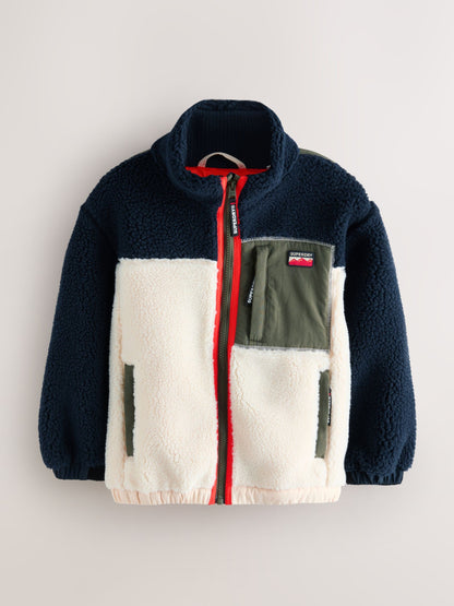 Dsiney Kidz - Superdry Navy Borg Zip Through Jacket image 5