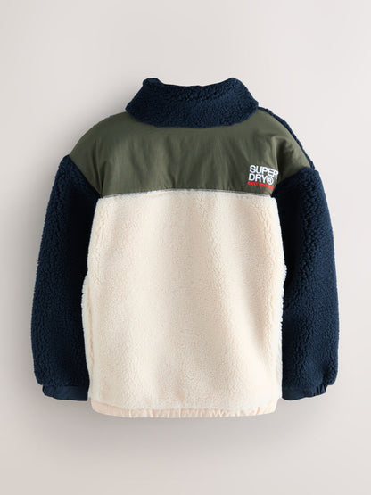 Dsiney Kidz - Superdry Navy Borg Zip Through Jacket image 7