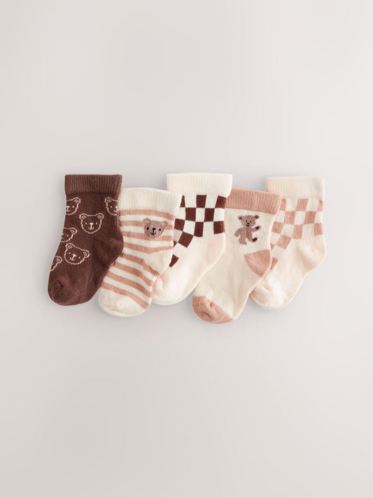 Brown Baby Socks 5 Pack (0mths-2yrs) image 1