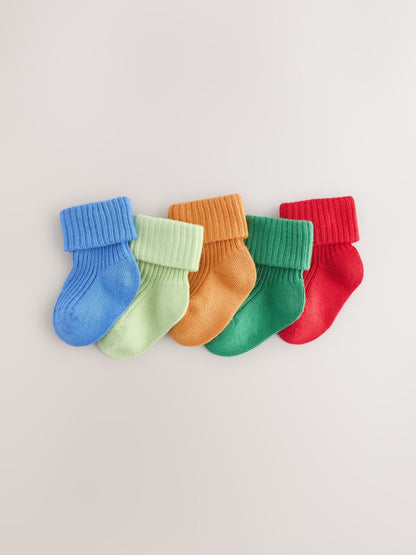 Multi Bright Baby Roll Top Socks 5 Pack (0mths-2yrs)