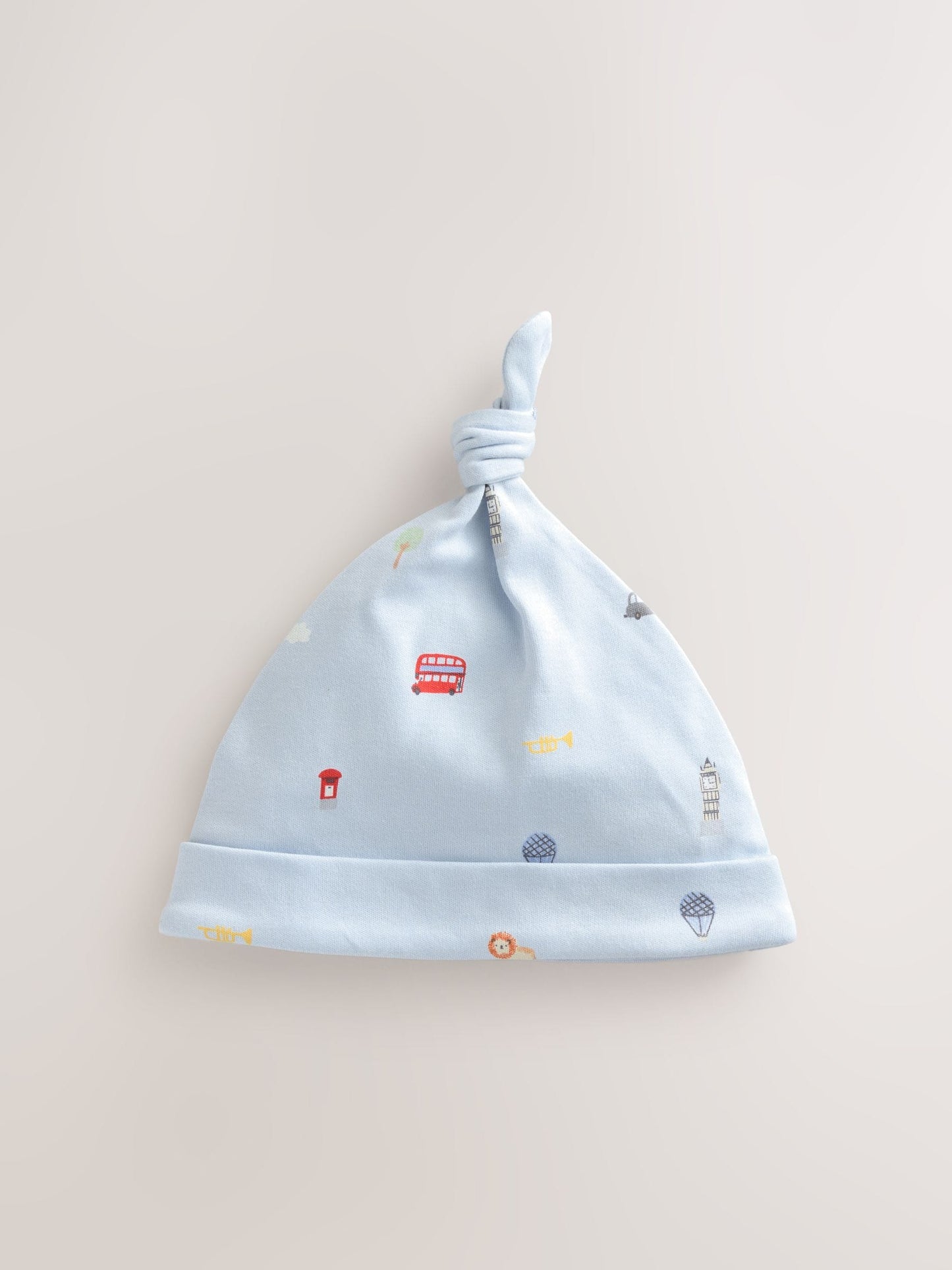 Blue London Tie Top Baby Hats 3 Pack (0-18mths) image 2