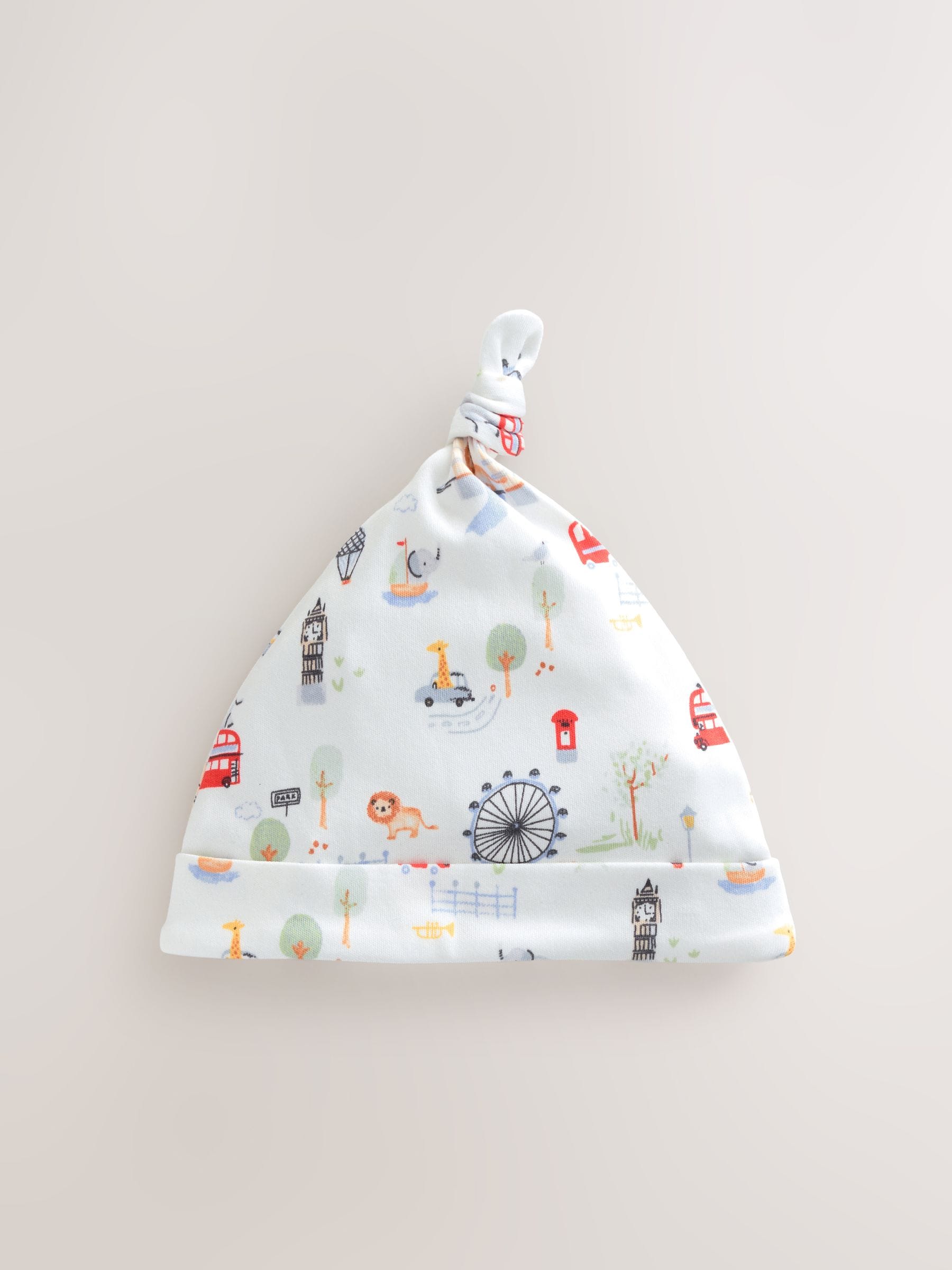 Blue London Tie Top Baby Hats 3 Pack (0-18mths) image 3