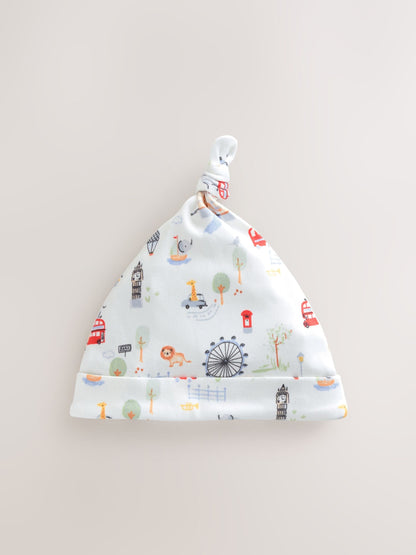 Blue London Tie Top Baby Hats 3 Pack (0-18mths) image 3