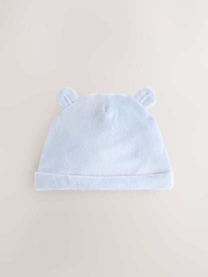 Blue Velour Baby Beanies 2 Pack (0-12mths)