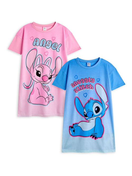 Vanilla Underground Pink Girls Disney Stitch Night Dress 2 Pack image 1