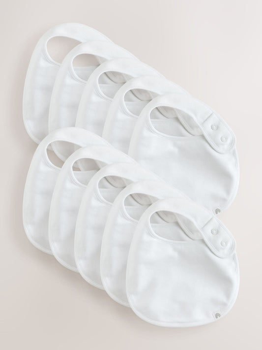 White Baby Bibs 10 Pack image 1