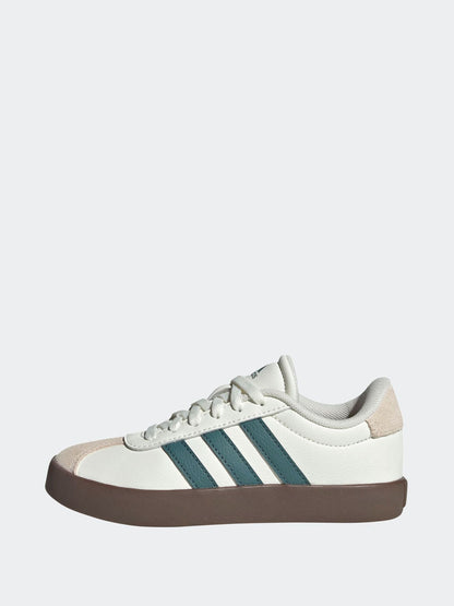 adidas White/Green VL Court 3.0 Suede Lace Kids Trainers image 2
