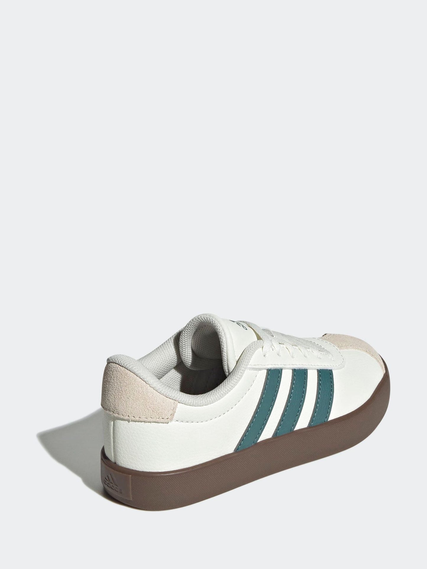 adidas White/Green VL Court 3.0 Suede Lace Kids Trainers image 4