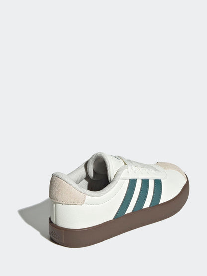 adidas White/Green VL Court 3.0 Suede Lace Kids Trainers image 4