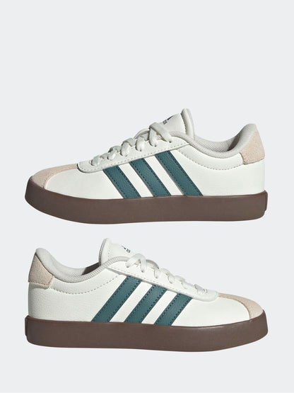 adidas White/Green VL Court 3.0 Suede Lace Kids Trainers image 5