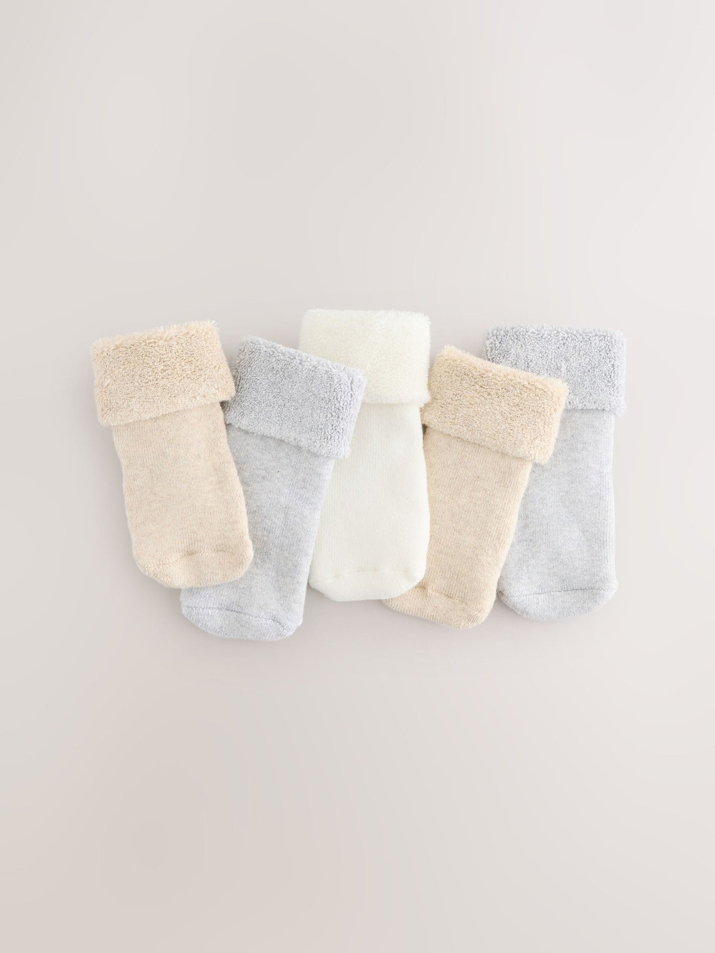 Neutral Baby Roll Top Towelling Socks 5 Pack (0mths-2yrs) image 1