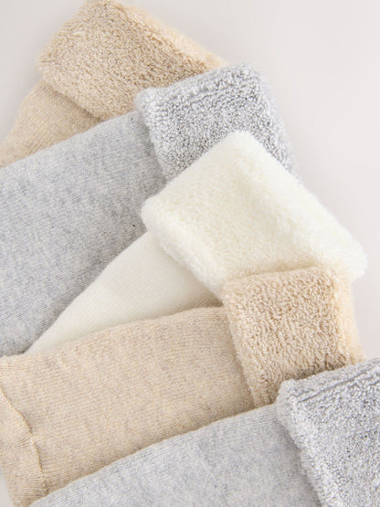 Neutral Baby Roll Top Towelling Socks 5 Pack (0mths-2yrs) image 3