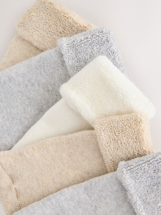 Neutral Baby Roll Top Towelling Socks 5 Pack (0mths-2yrs) image 3