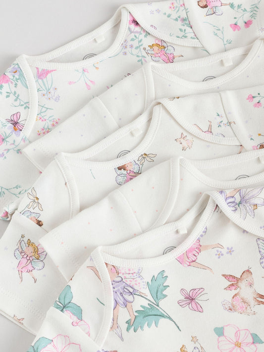 Ecru Fairy Short Sleeve Bodysuits 5 Pack image 3