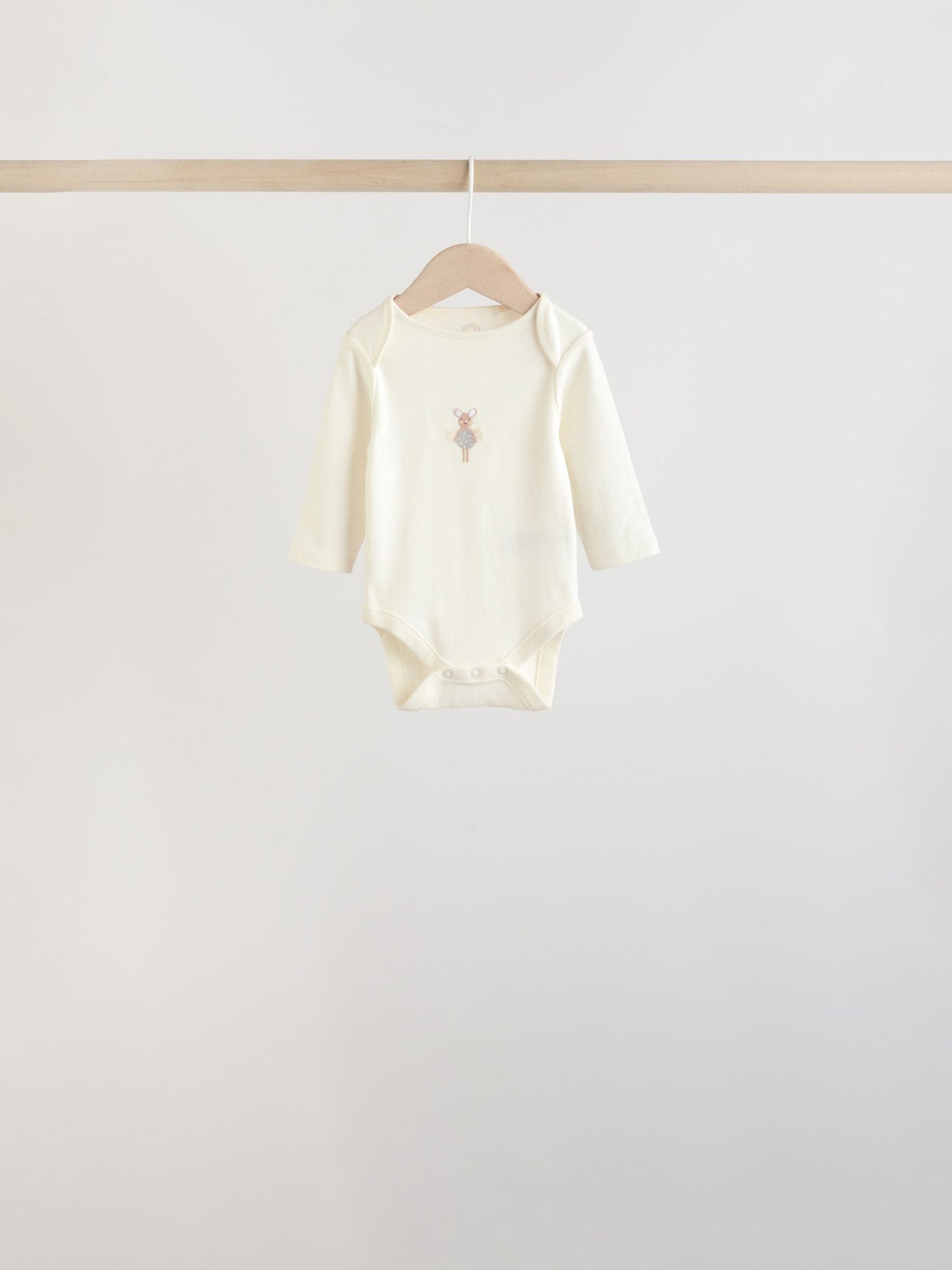 Ecru Fairy Mouse 5 Pack Long Sleeve Baby Bodysuits image 3