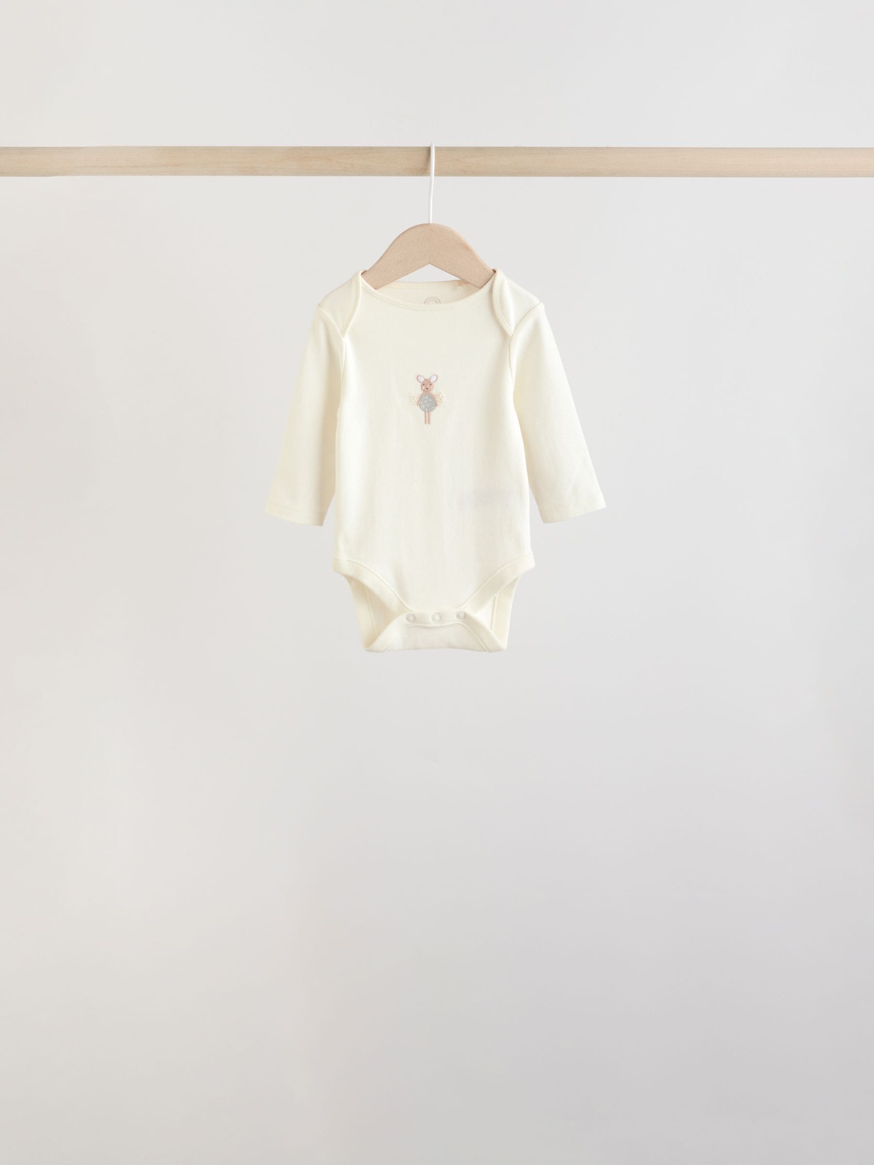 Ecru Fairy Mouse 5 Pack Long Sleeve Baby Bodysuits image 3