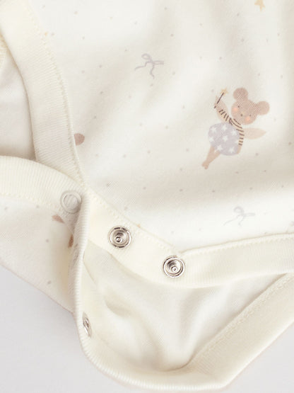 Ecru Fairy Mouse 5 Pack Long Sleeve Baby Bodysuits image 5