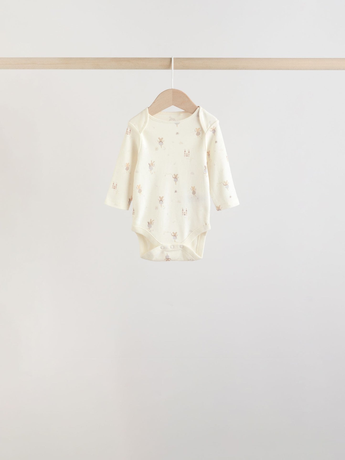 Ecru Fairy Mouse 5 Pack Long Sleeve Baby Bodysuits image 6