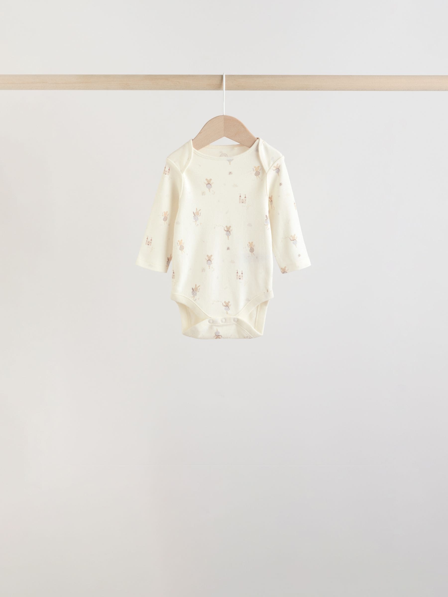Ecru Fairy Mouse 5 Pack Long Sleeve Baby Bodysuits image 6