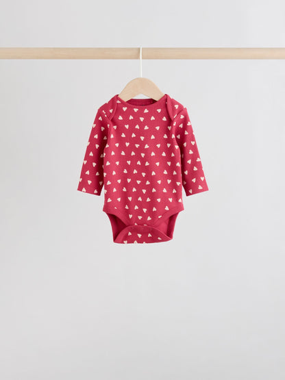 Red Baby Long Sleeve Bodysuits 5 Pack