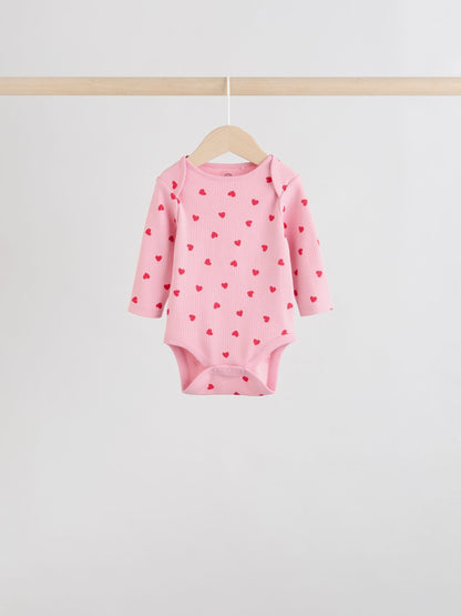 Red Baby Long Sleeve Bodysuits 5 Pack