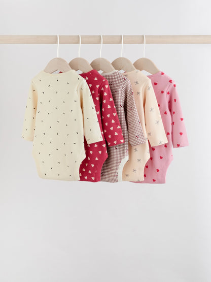 Red Baby Long Sleeve Bodysuits 5 Pack