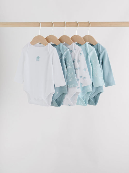 Dsiney Kidz - Blue Baby Elephant Long Sleeved Bodysuits 5 Pack image 1