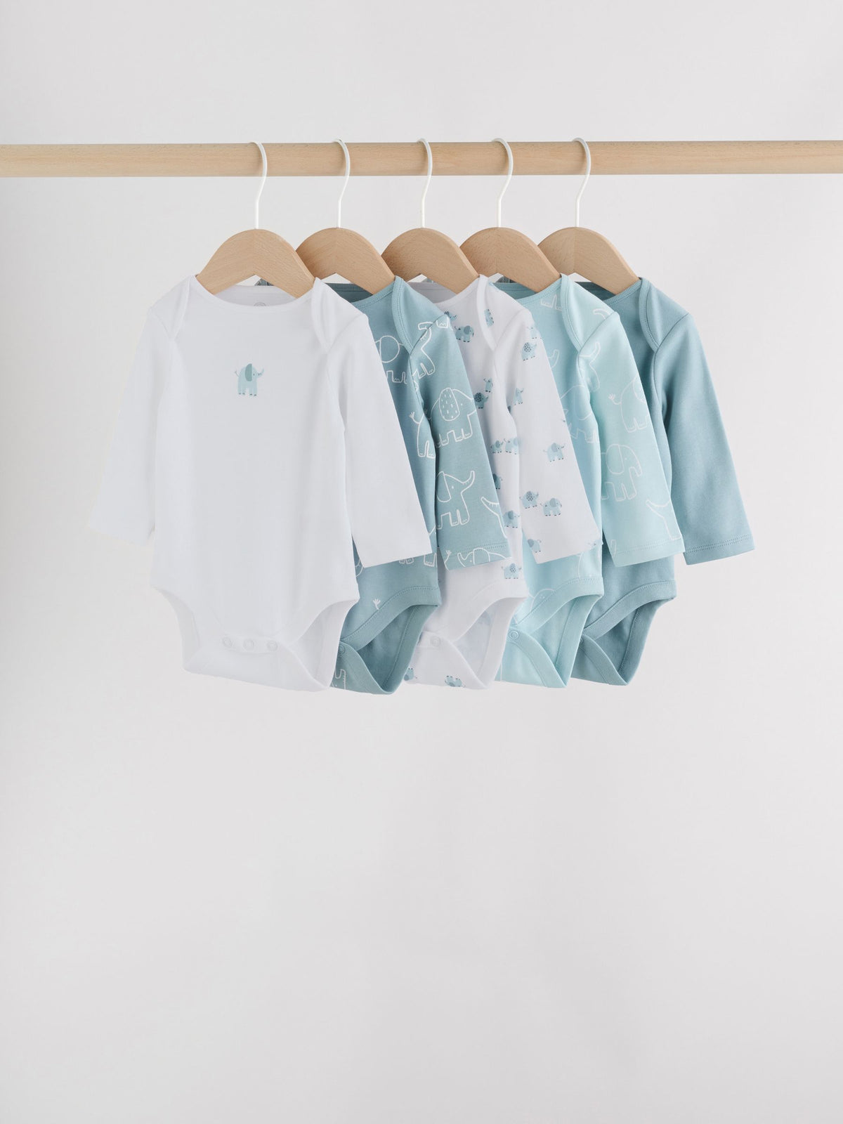 Dsiney Kidz - Blue Baby Elephant Long Sleeved Bodysuits 5 Pack image 1