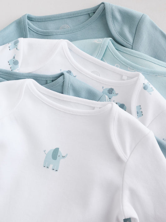 Blue Baby Elephant Long Sleeved Bodysuits 5 Pack image 3