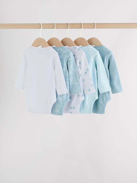 Dsiney Kidz - Blue Baby Elephant Long Sleeved Bodysuits 5 Pack image 2