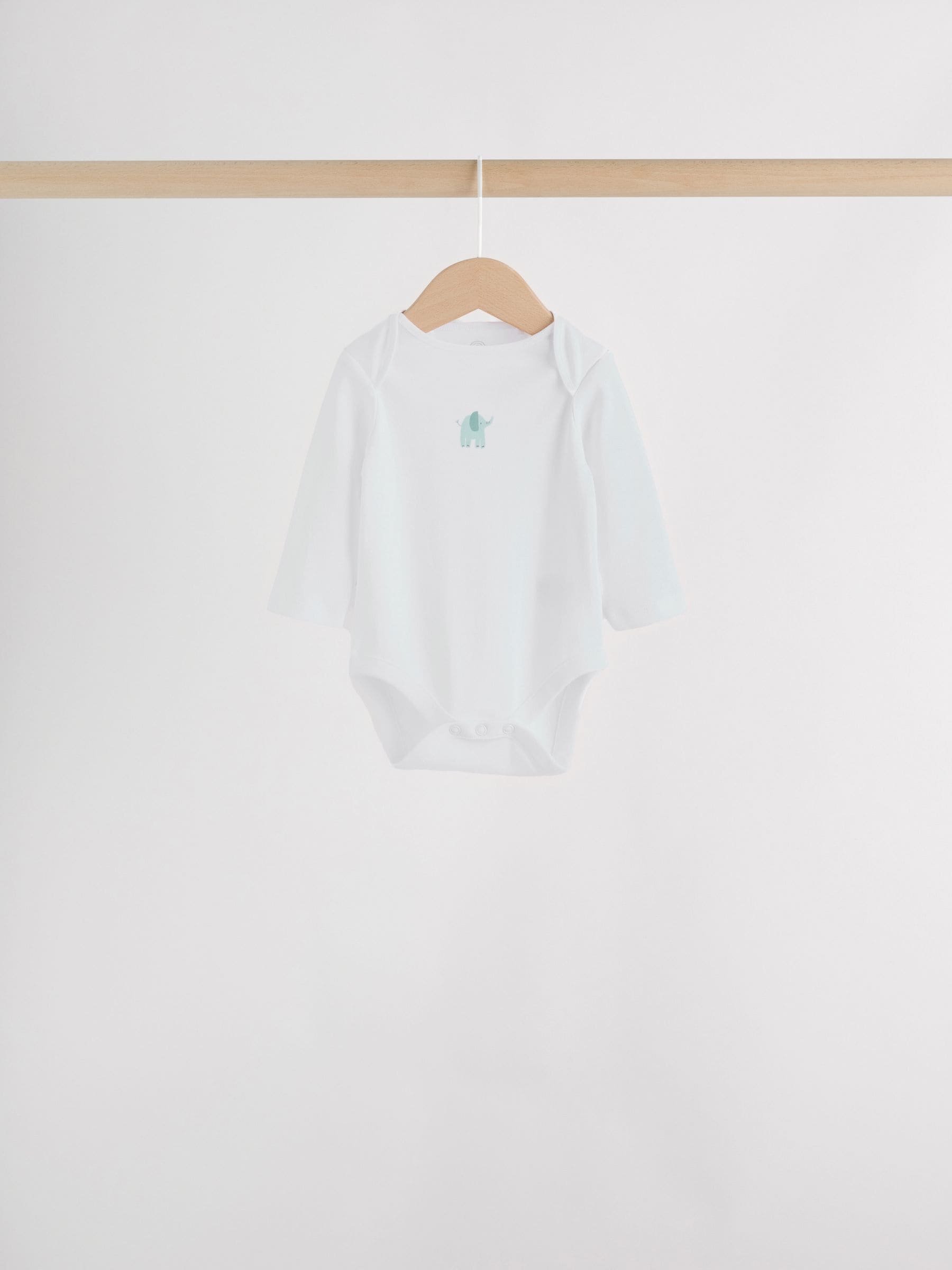 Blue Baby Elephant Long Sleeved Bodysuits 5 Pack image 3