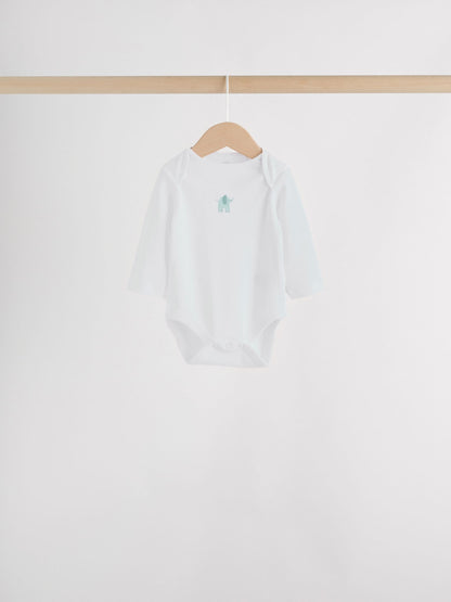 Blue Baby Elephant Long Sleeved Bodysuits 5 Pack image 3