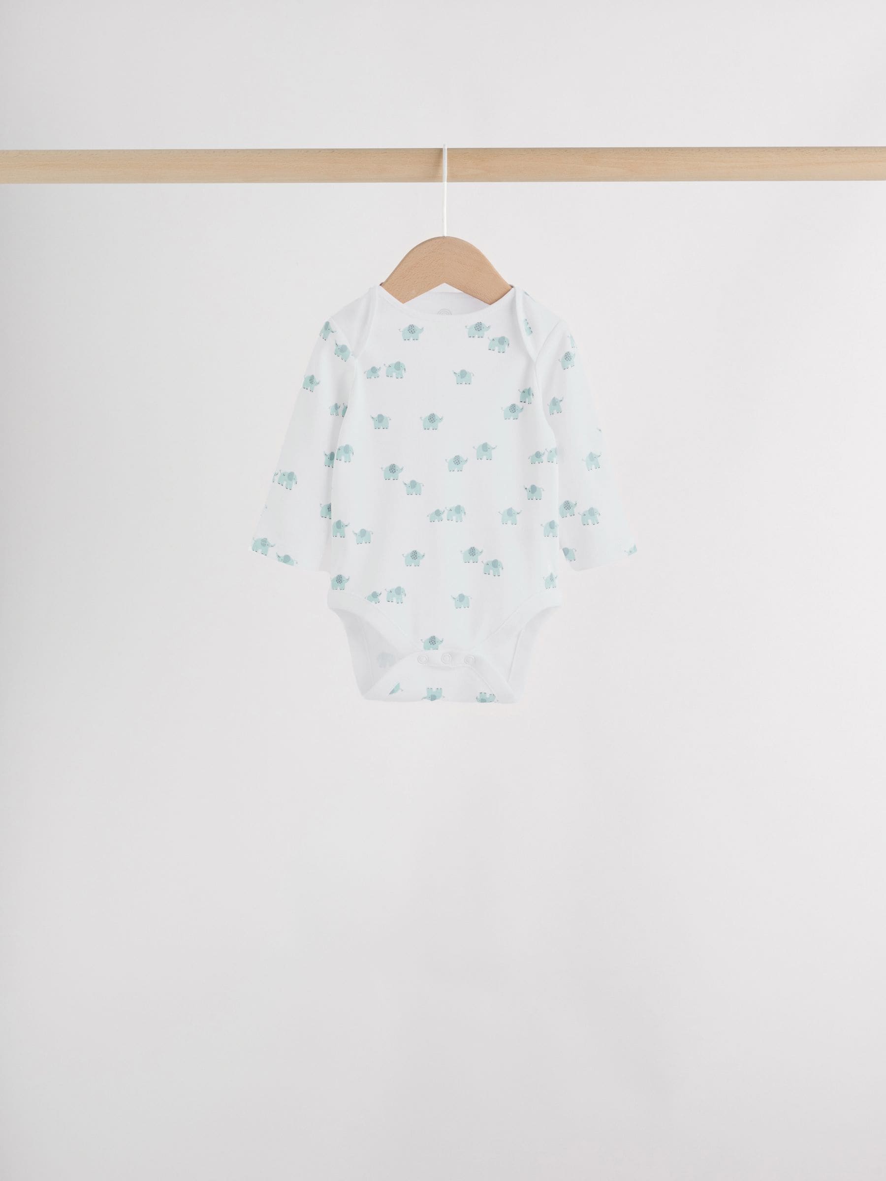 Blue Baby Elephant Long Sleeved Bodysuits 5 Pack image 5
