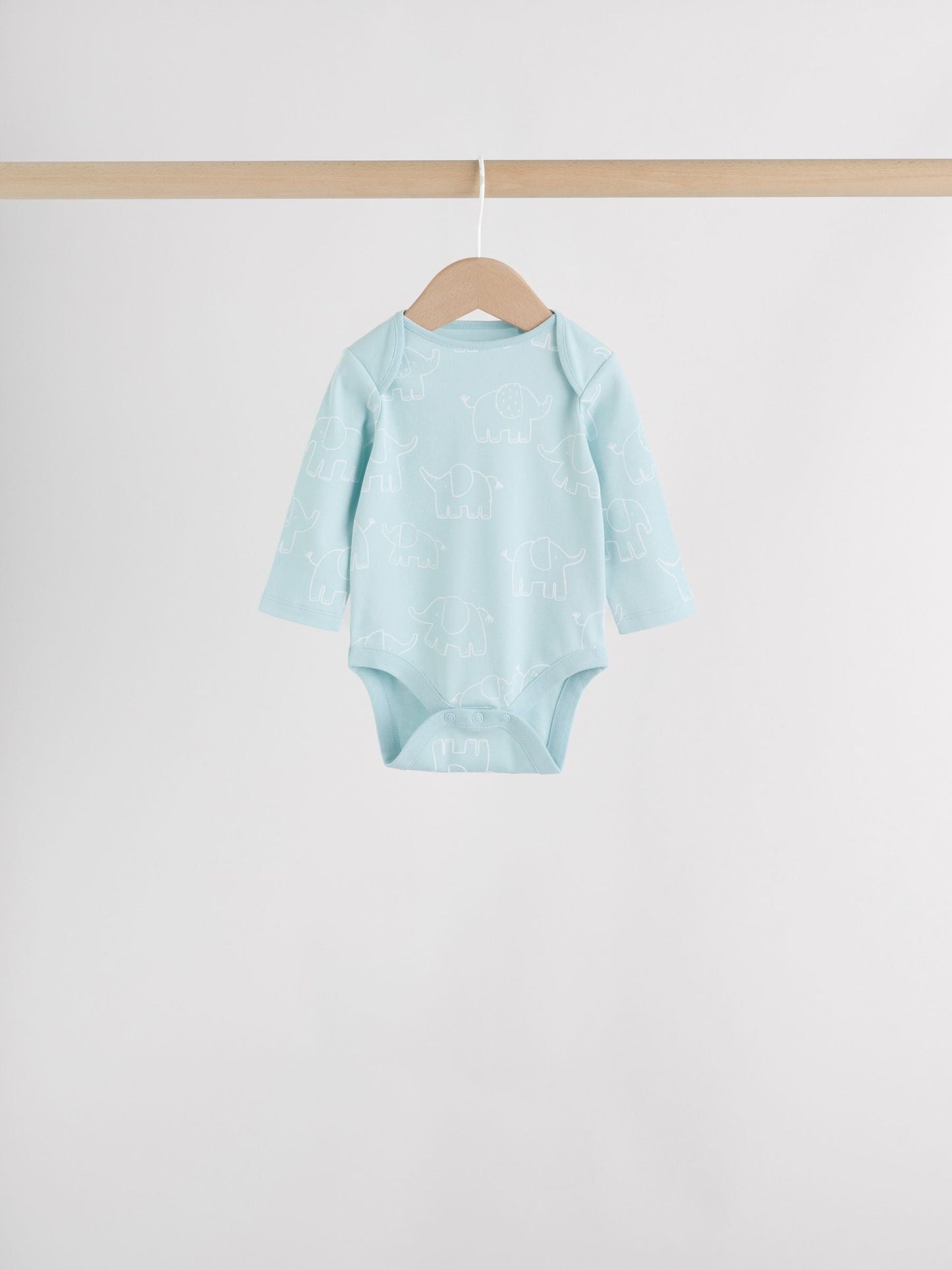 Blue Baby Elephant Long Sleeved Bodysuits 5 Pack image 7