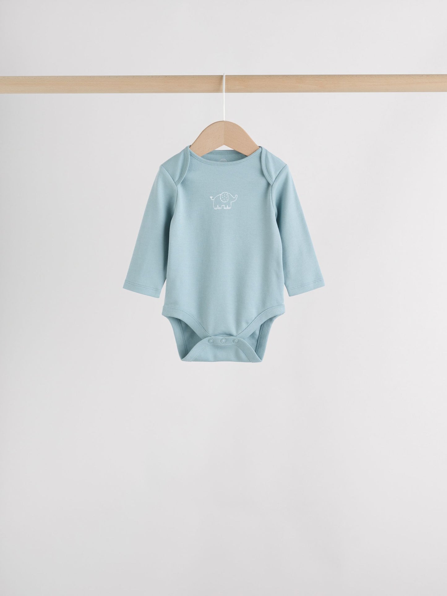 Blue Baby Elephant Long Sleeved Bodysuits 5 Pack image 8