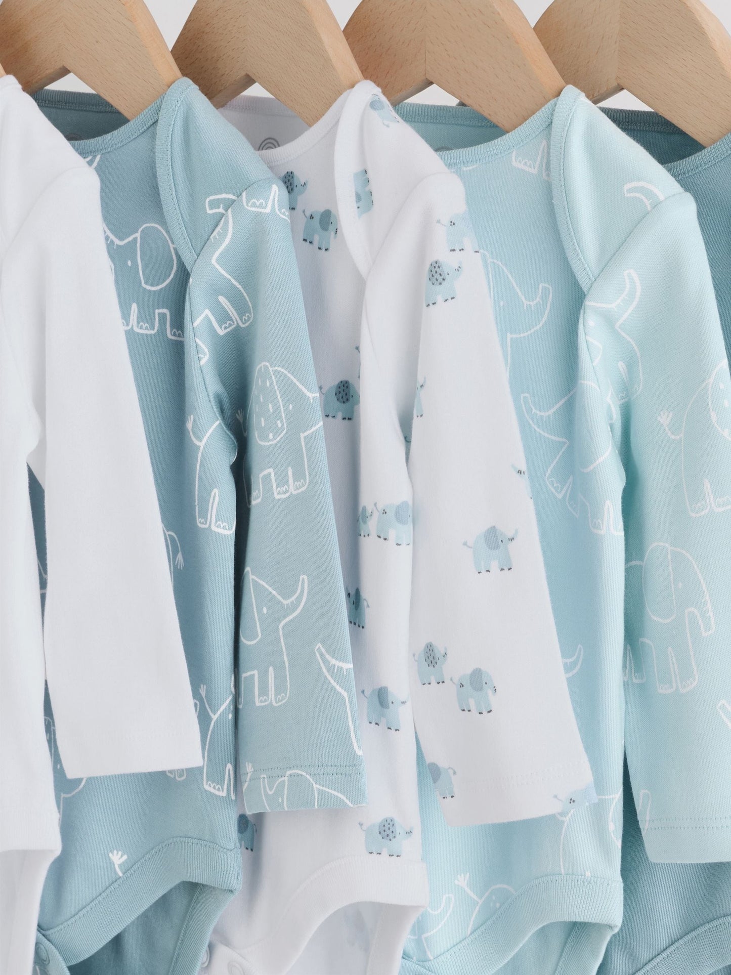 Blue Baby Elephant Long Sleeved Bodysuits 5 Pack image 9