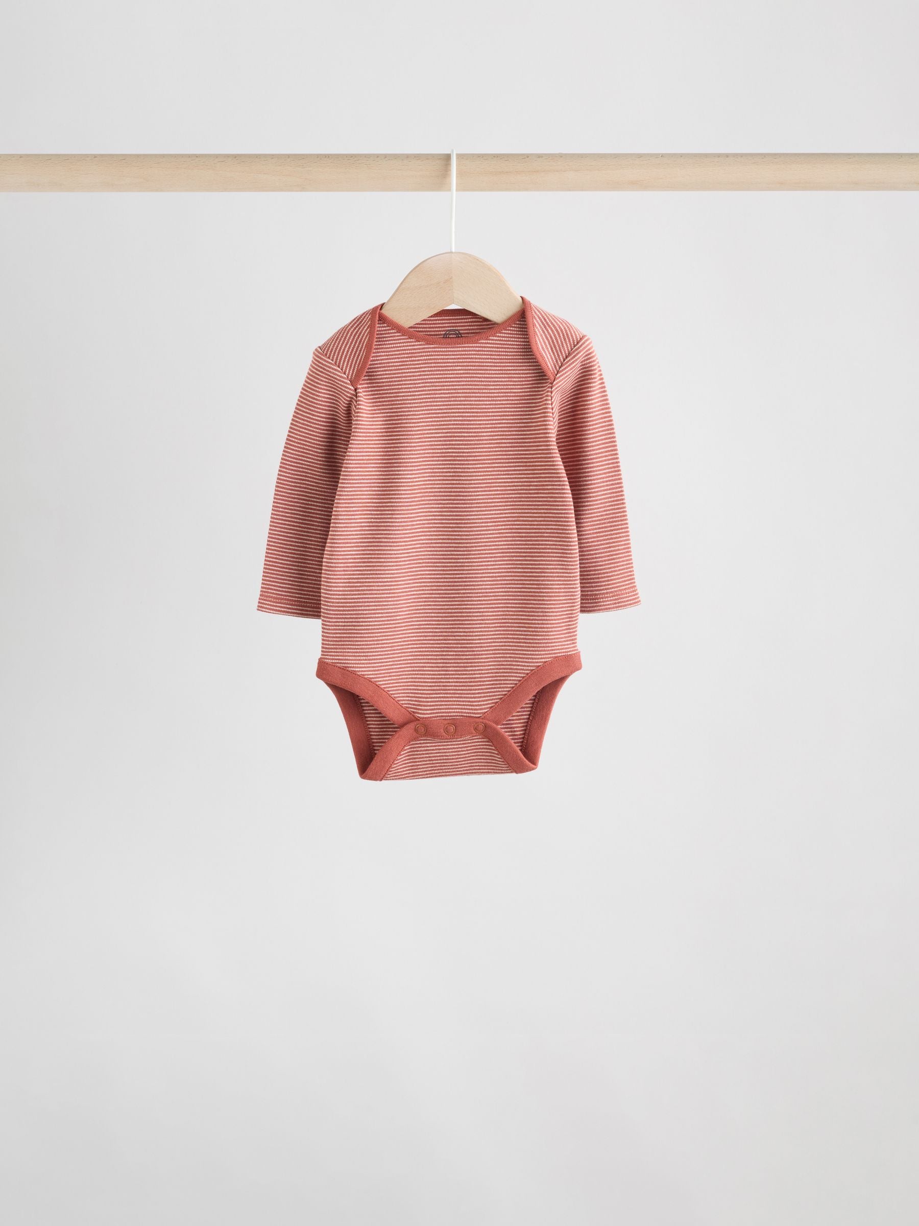 Blue/Brown Baby Long Sleeve Bodysuits 5 Pack image 7