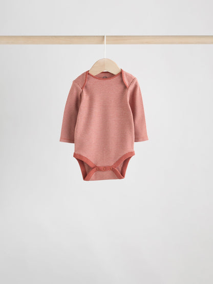 Blue/Brown Baby Long Sleeve Bodysuits 5 Pack image 7