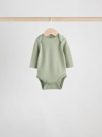 Blue/Brown Baby Long Sleeve Bodysuits 5 Pack image 9