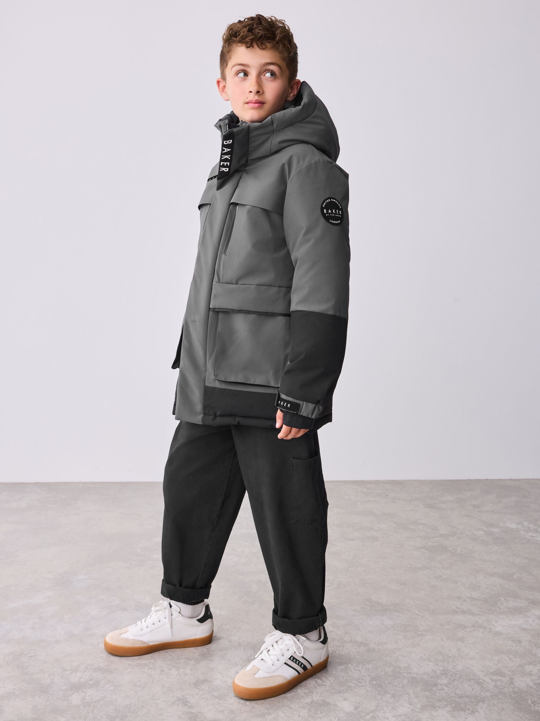 Baker by Ted Baker Shower Resistant Colourblock Parka Coat image 2