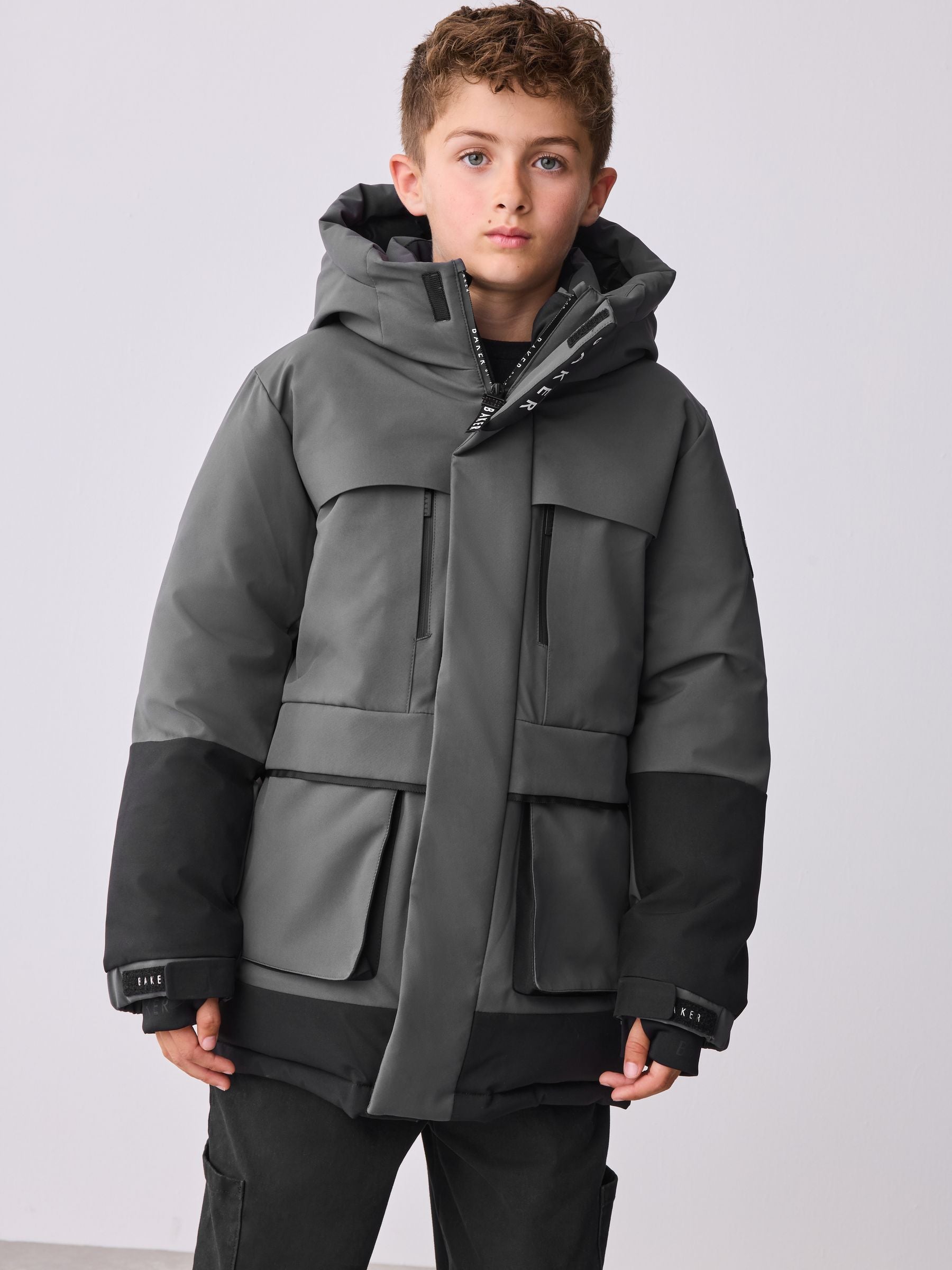 Baker by Ted Baker Shower Resistant Colourblock Parka Coat image 3