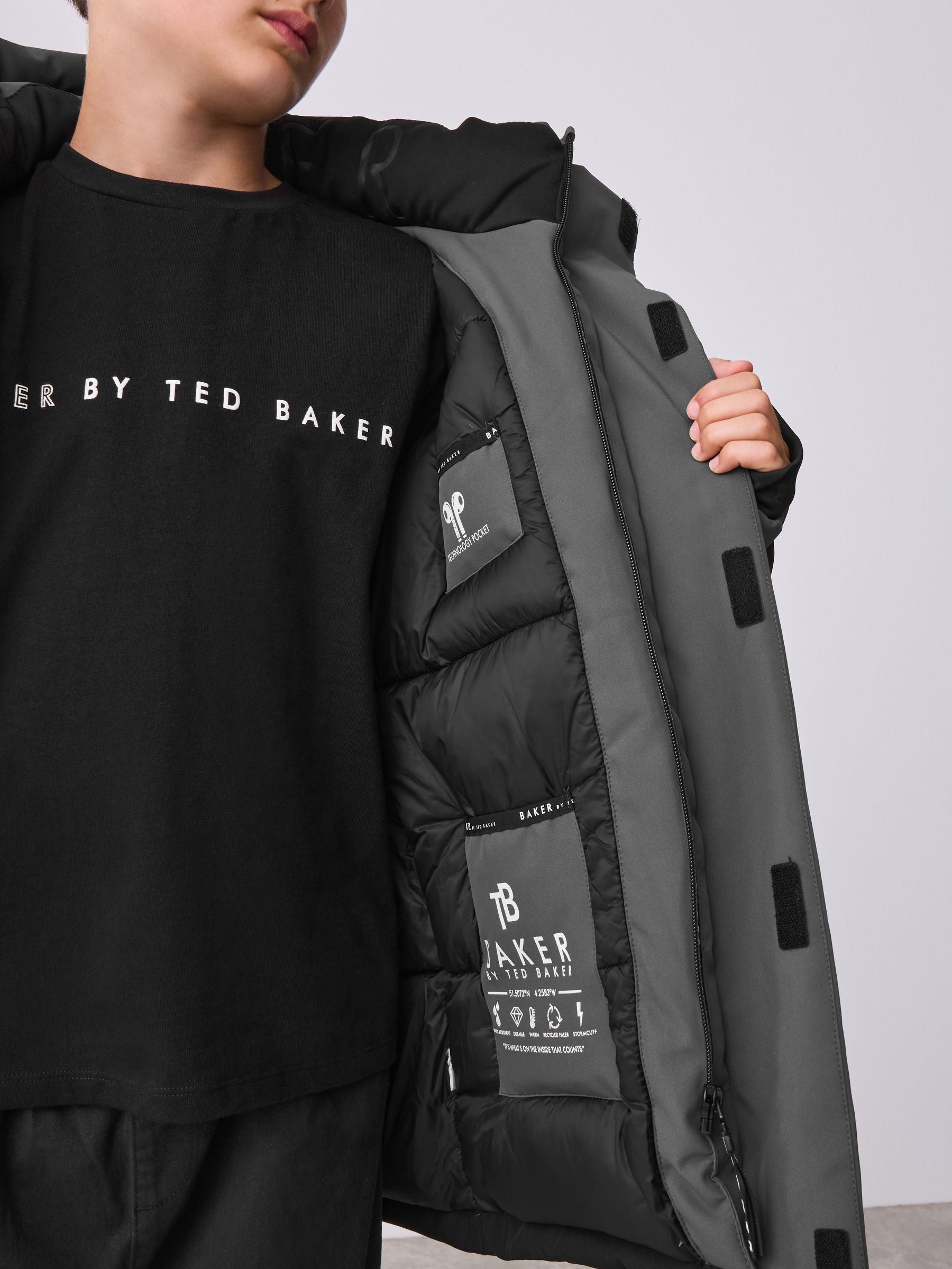 Baker by Ted Baker Shower Resistant Colourblock Parka Coat image 7