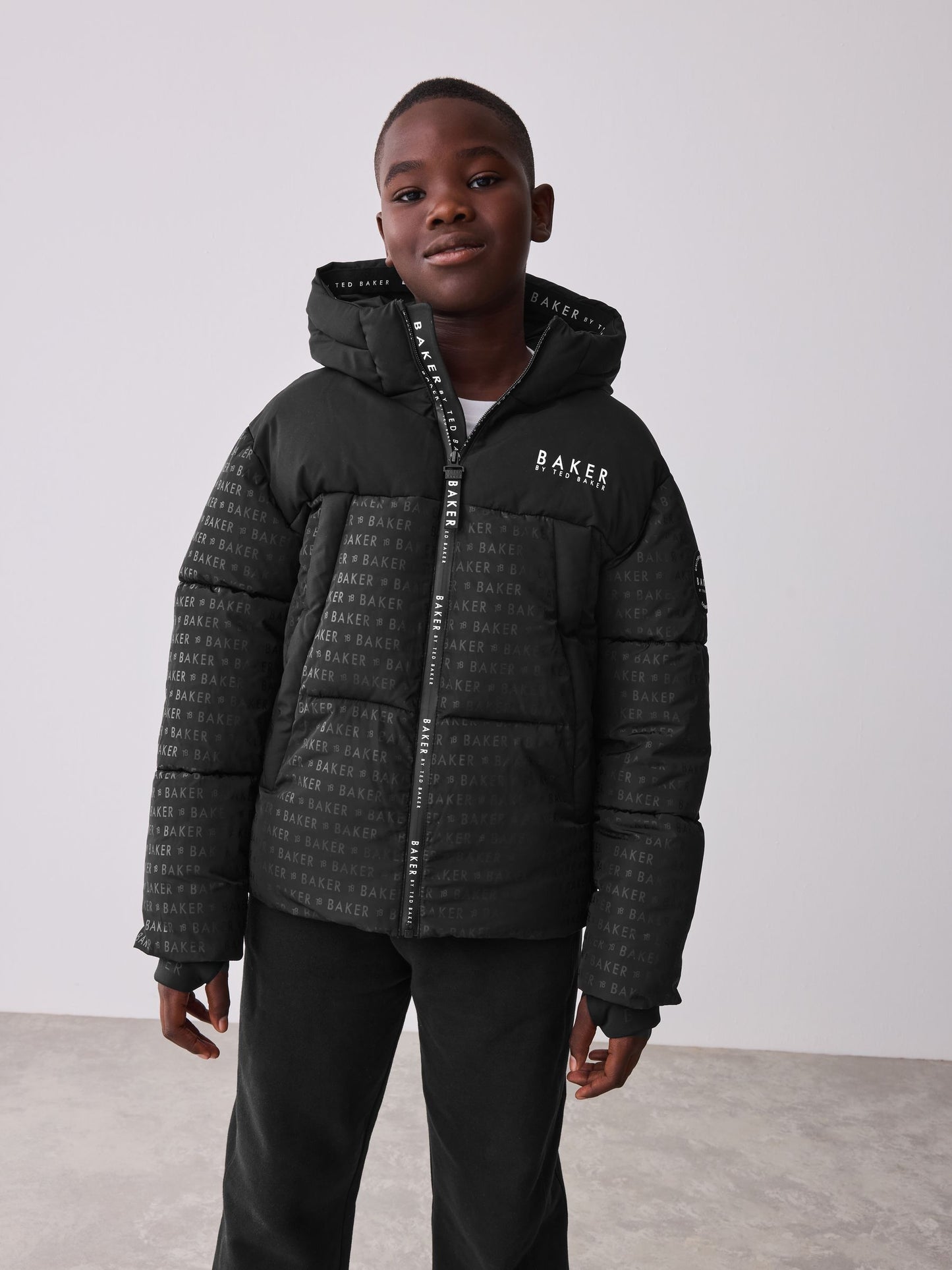 Baker by Ted Baker Shower Resistant Printed Black Padded Jacket image 2