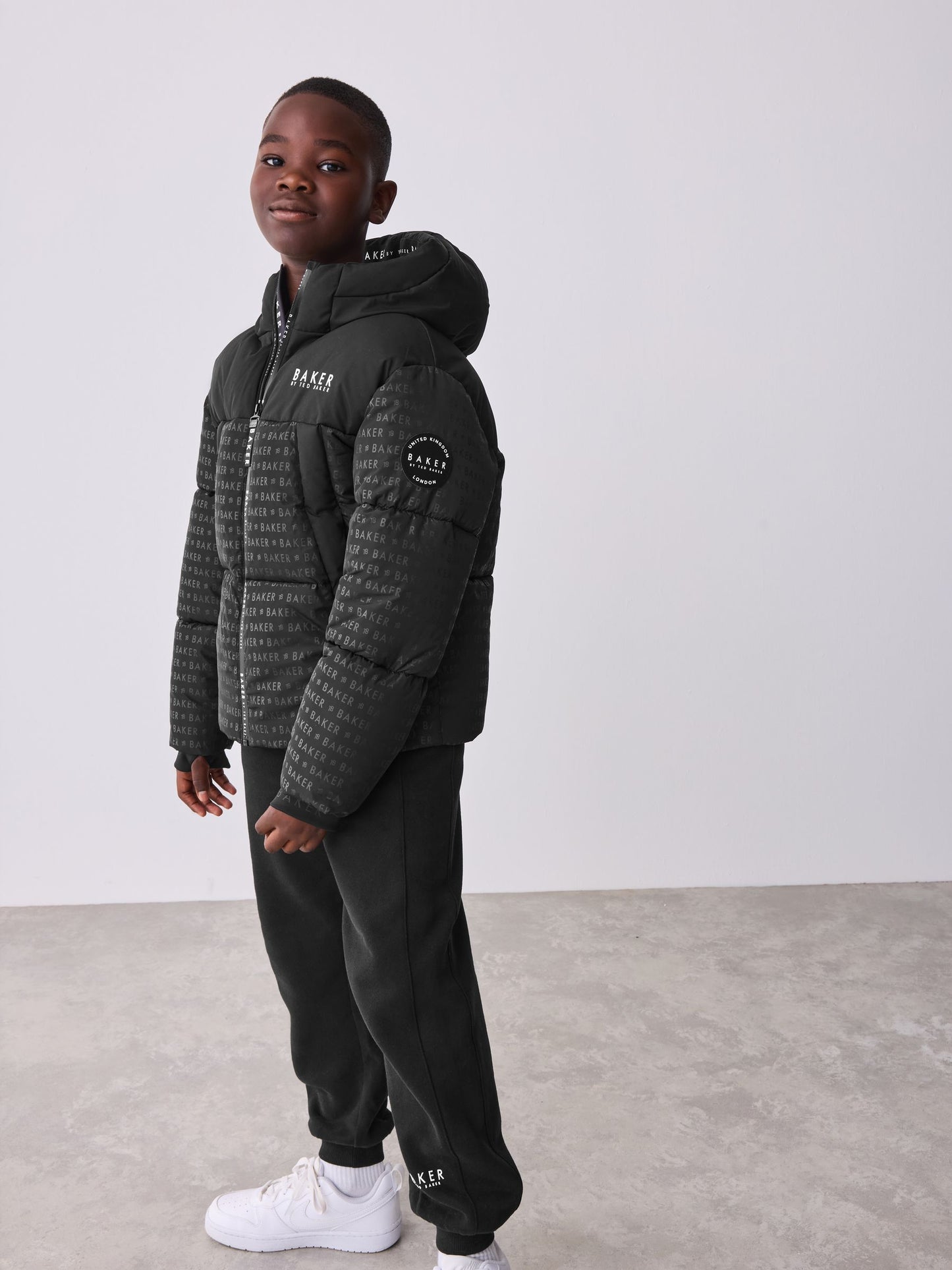 Baker by Ted Baker Shower Resistant Printed Black Padded Jacket image 3