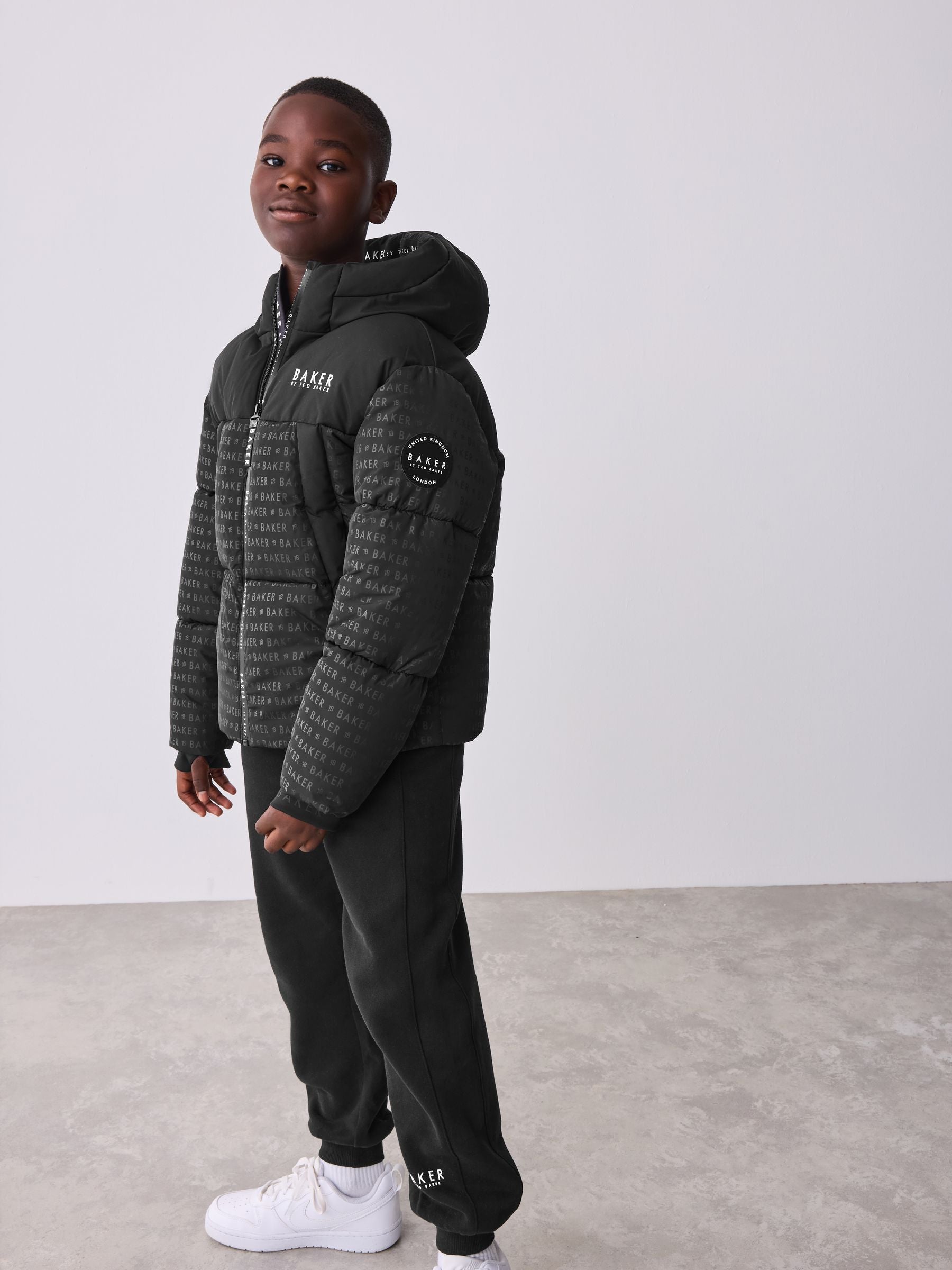 Baker by Ted Baker Shower Resistant Printed Black Padded Jacket image 3