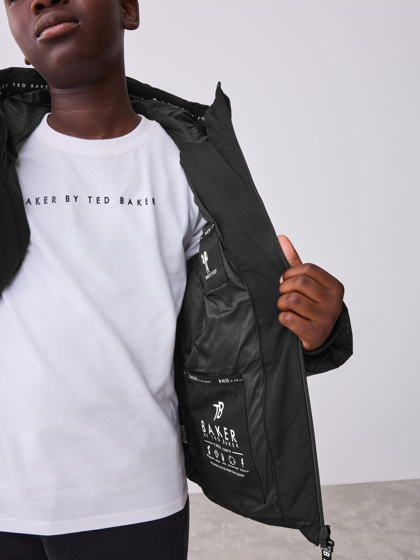 Baker by Ted Baker Shower Resistant Printed Black Padded Jacket image 7