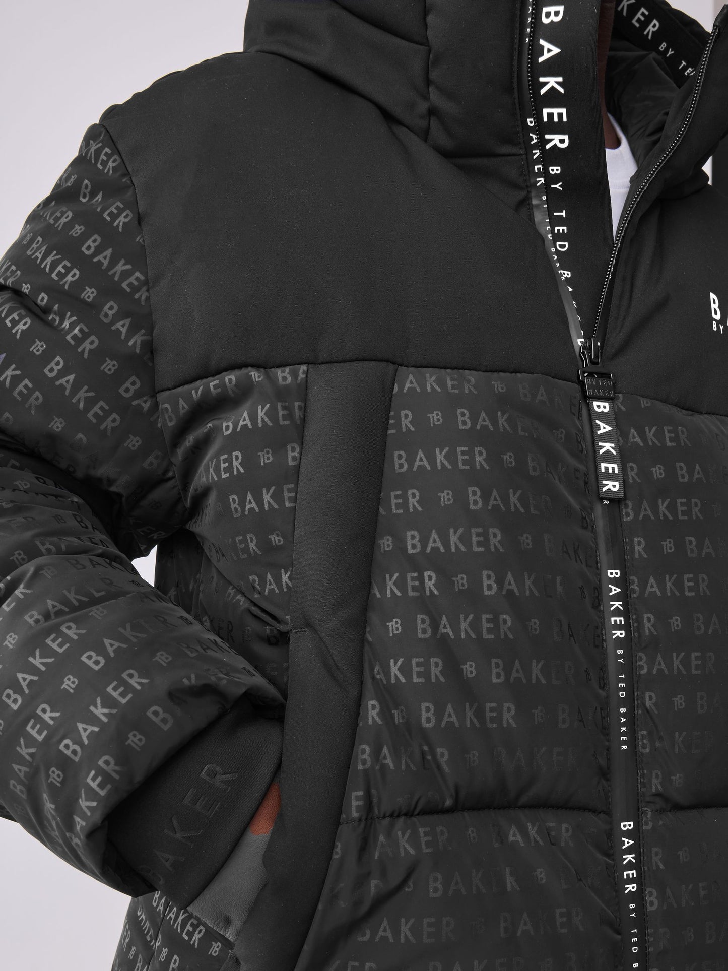Baker by Ted Baker Shower Resistant Printed Black Padded Jacket image 8